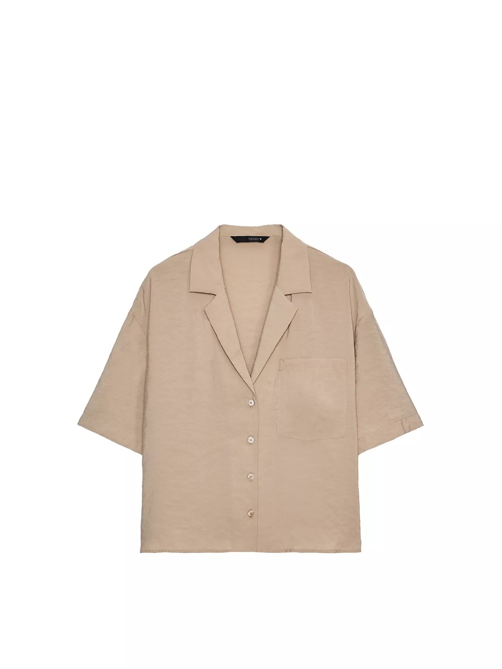 Zara Beige Short Sleeve Open-Collar Button Jacket
